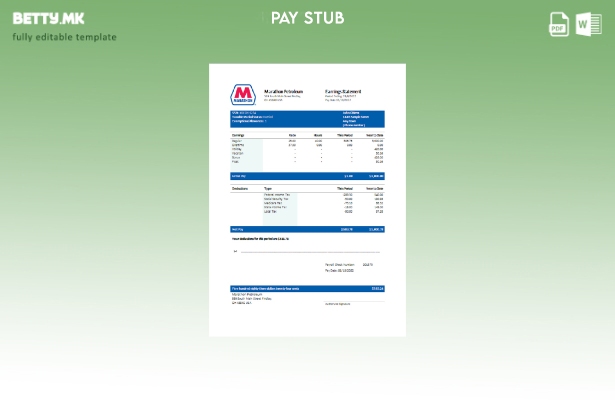 Модерен стил на USA Marathon Petroleum company paystub шаблон
