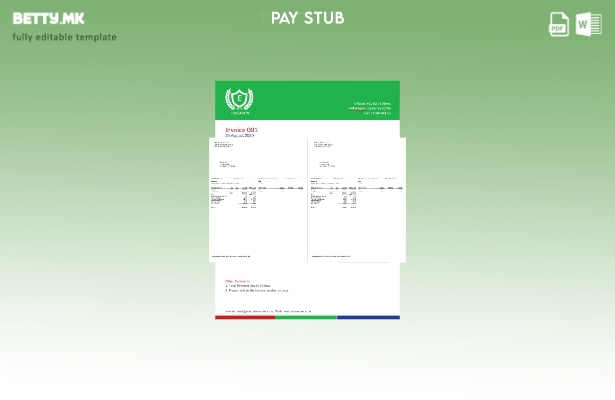 Модерен стил TCG Construction Inc. Шаблон Paystub за вработени