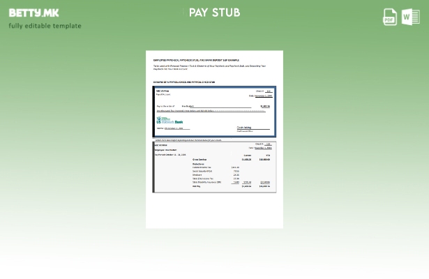 Платен чек на вработени во модерен стил, никулец за плата и шаблон за уплатница