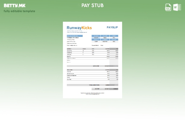 Шаблон за уплатница на компанијата Runway Kicks во модерен стил