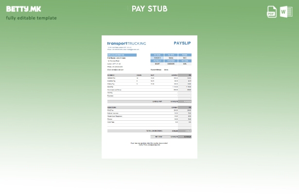 модерен стил Шаблон за платен список на транспортна компанија
