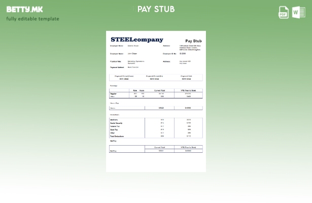 модерен стил Шаблон за платен список на челична компанија