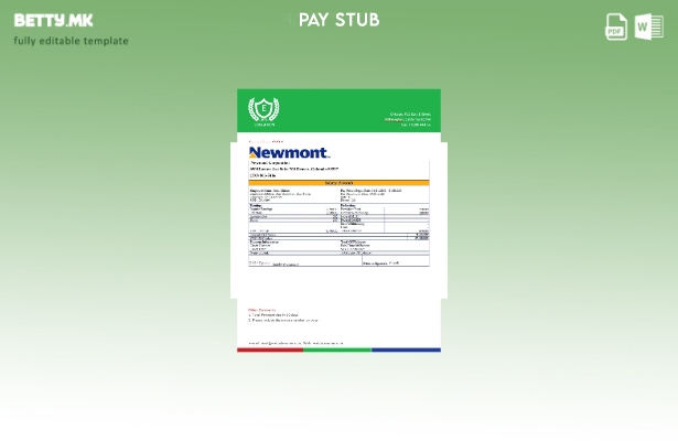 модерен стил USA Newmont Corporation рударска компанија paystub шаблон