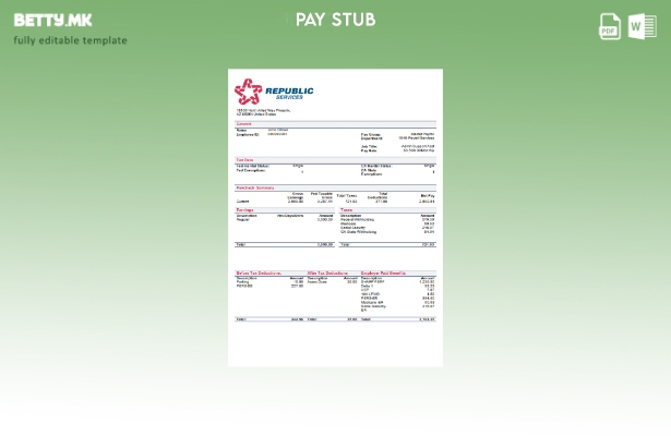 модерен стил USA Republic Services за управување со отпад шаблон за плаќање нику