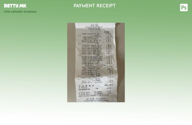 Модерен стил Германија Алди Суд Шаблон потврда за плаќање во супермаркет