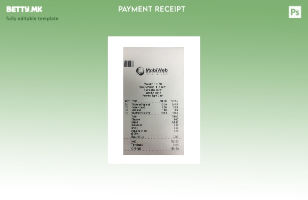 Модерен стил Мобивеб шаблон за потврда за плаќање