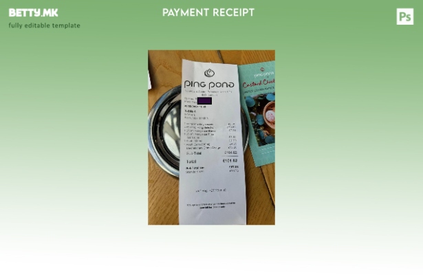 Модерен стил Шаблон за потврда за плаќање во ресторани за пинг понг