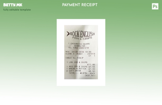 Модерен стил Шаблон за потврда за плаќање на рок англиски јазик