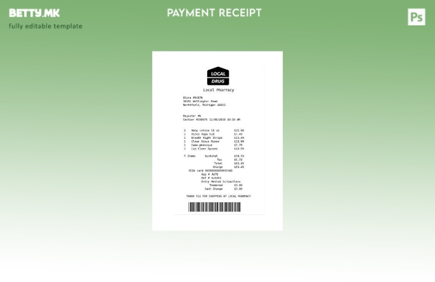 Модерен стил Шаблон за проверка на плаќање во локална аптека за лекови
