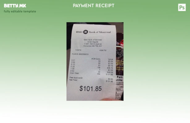 Модерен стил на шаблон за потврда за плаќање во банка на Канада Bmo