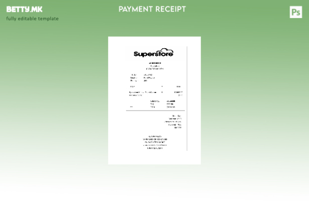 Модерен стил на шаблон за потврда за плаќање во Superstore