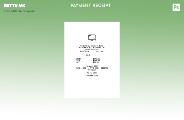 Модерен стил на шаблон за потврда за плаќање на компјутери, поправка и повеќе