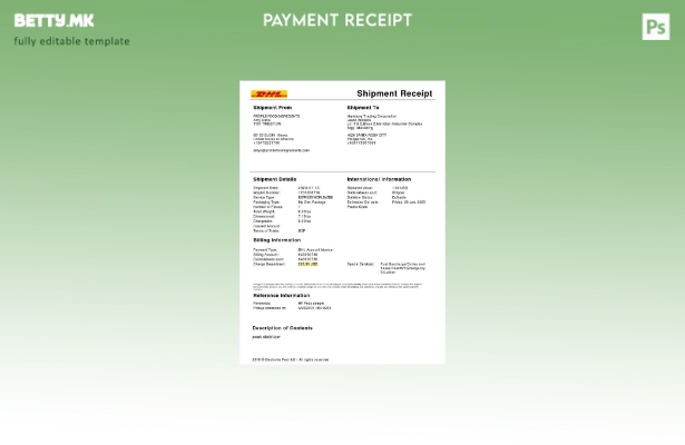 Модерен стил на шаблон за прием на пратката на услугата Dhl