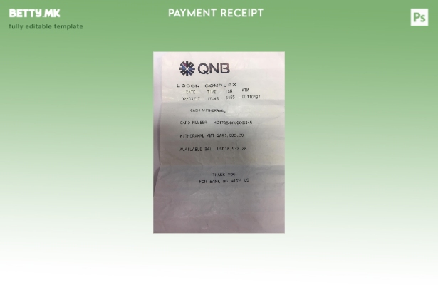 Модерен стил на шаблон за проверка на банкарски плаќања Qnb