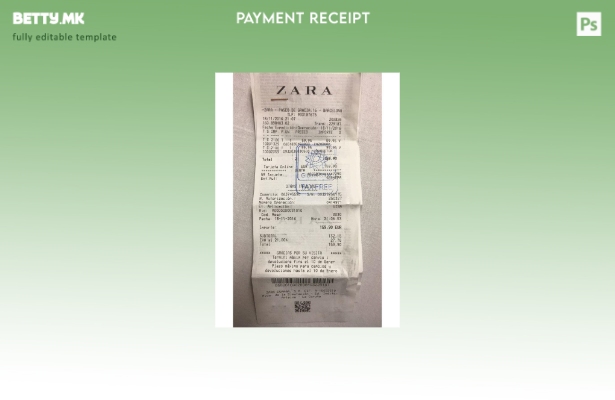 Модерен стил шаблон за потврда за плаќање во продавницата Зара