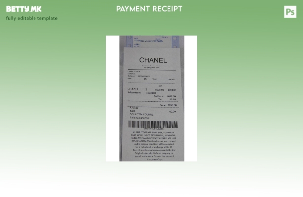 Модерен стил шаблон за потврда за плаќање во продавницата на брендот Шанел