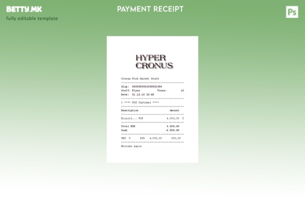 Модерен стил шаблон за потврда за плаќање Hyper Cronus