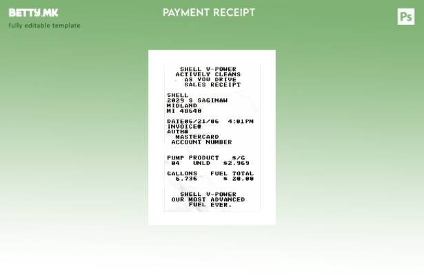 Модерен стил шаблон за потврда за плаќање Shell V Power