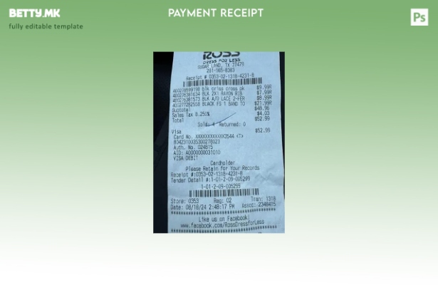 Модерен стил шаблон за проверка на плаќање во продавницата на Рос