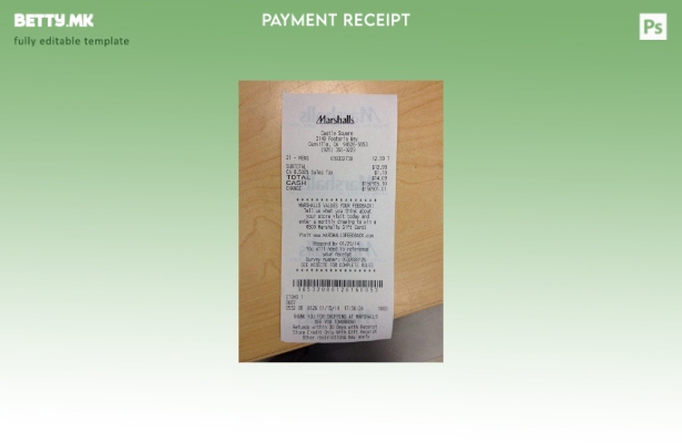 Модерен стил шаблон за проверка на плаќање во продавницата Marshalls