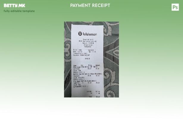 Модерен стил USA Lululemon шаблон потврда за плаќање во продавница