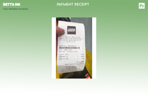 Шаблон за потврда за плаќање во продавницата на Лего во модерен стил