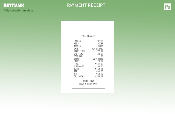 Шаблон за потврда за плаќање такси во модерен стил 1