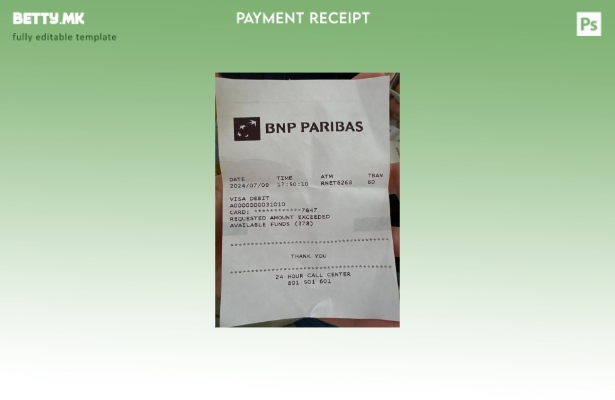 Шаблон за проверка на плаќање во модерен стил France Bnp Paribas