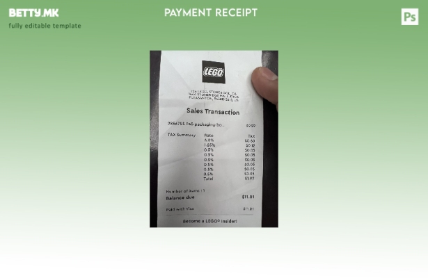 Шаблон за проверка на плаќање во продавницата на Лего во модерен стил