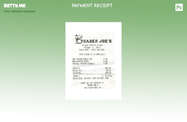 модерен стил Шаблон за потврда за готовина на Trader Joe