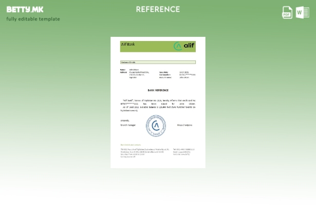Модерен стил на референтен шаблон за банка на Таџикистан Алиф