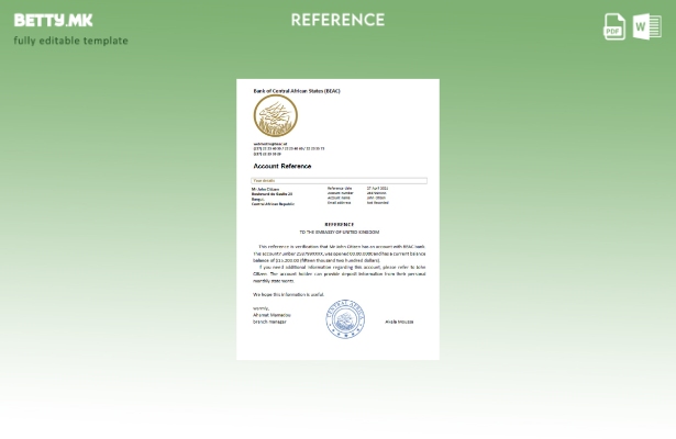 Модерен стил референтен шаблон за републиканска банка во Централна Африка