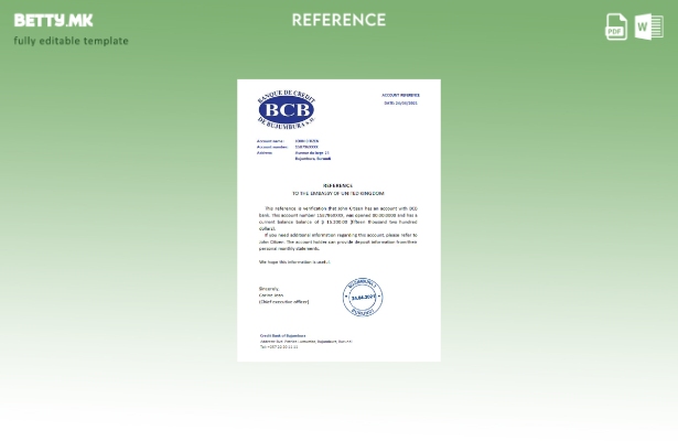 Модерен стил референтен шаблон на Буџумбура Кредитбанк