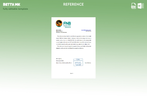 Референтен шаблон во модерен стил Боцвана FNB на Боцвана