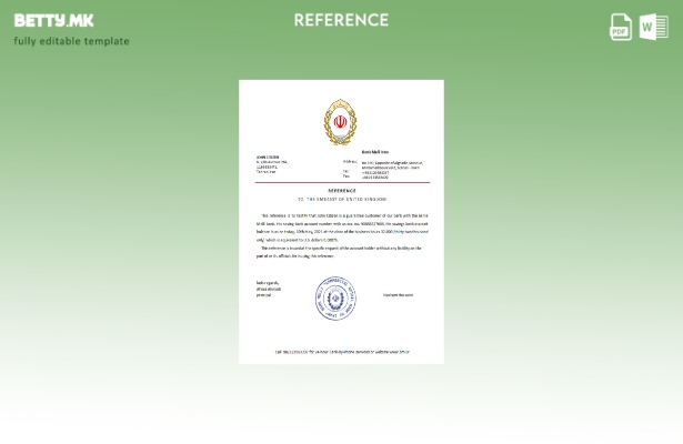 Референтен шаблон за банка на Иран Мели во модерен стил