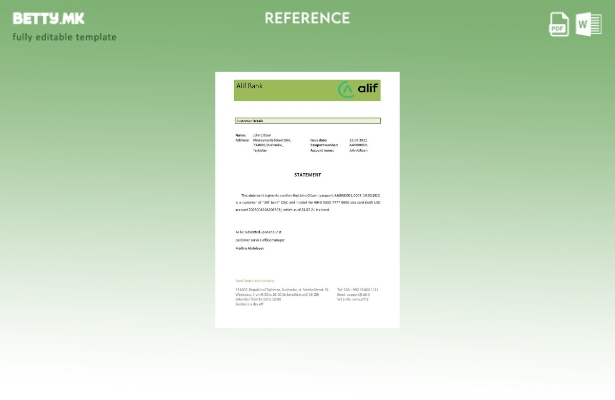 Референтен шаблон за затворање банка во Таџикистан Алиф во модерен стил