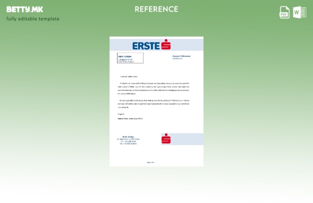 Референтен шаблон за затворање во модерен стил Австрија Erste