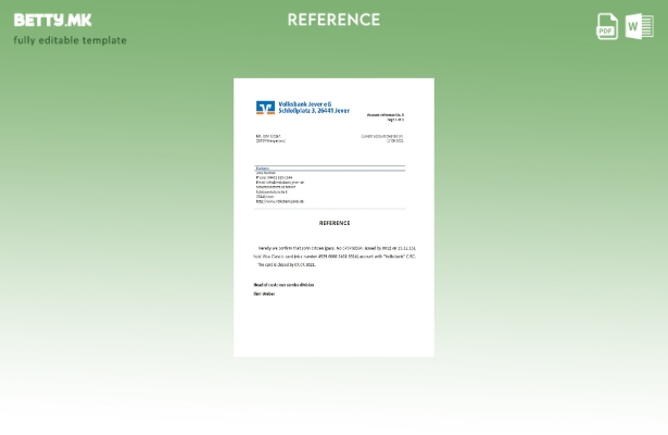 Референтен шаблон за затворање во модерен стил Германија Volksbank