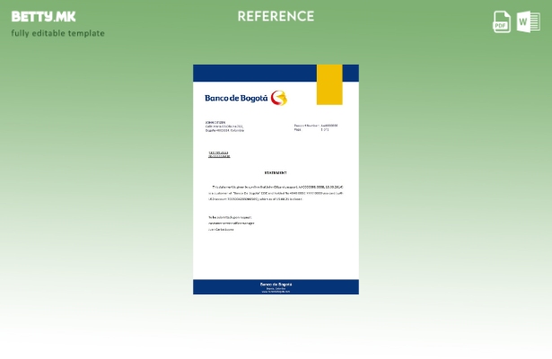 Референтен шаблон за затворање во модерен стил Колумбија Banco de Bogotá