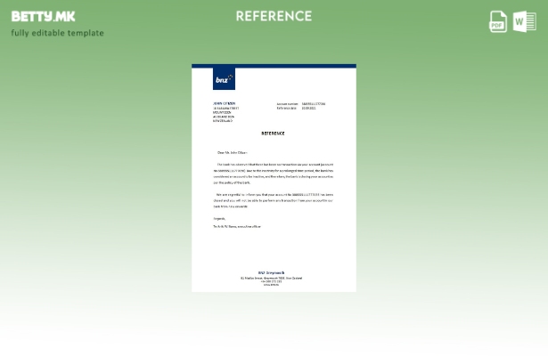 Референтен шаблон за затворање во модерен стил Нов Зеланд BNZ