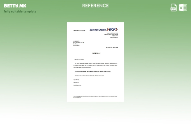 Референтен шаблон за затворање во модерен стил Перу Banco de Credito