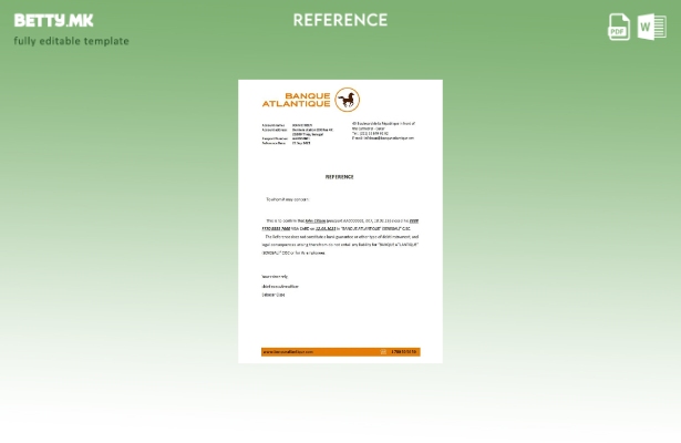 Референтен шаблон за затворање во модерен стил Сенегал Банка Атлантик