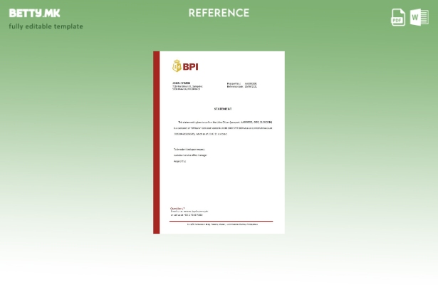 Референтен шаблон за затворање во модерен стил Филипини BPI