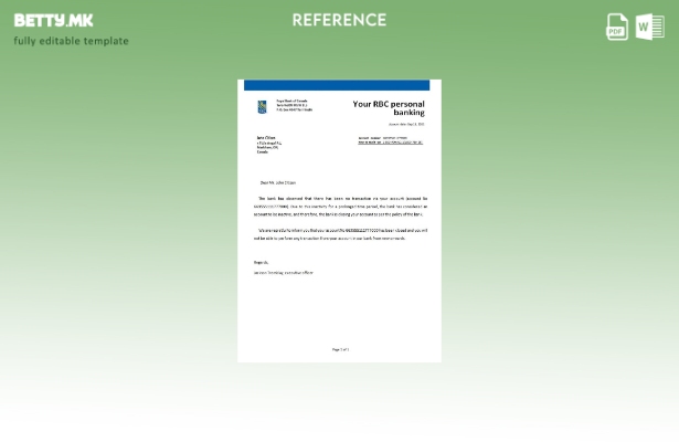 Референтен шаблон за затворање во модерен стил на Канада RBC