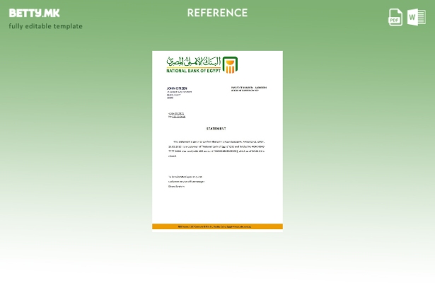 Референтен шаблон за затворање модерен стил на Египет Националната банка на Егип