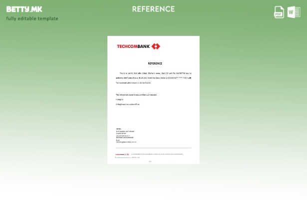 Референтен шаблон за затворање на Виетнам Techcombank во модерен стил