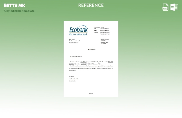 Референтен шаблон за затворање на Камерун Ecobank во модерен стил