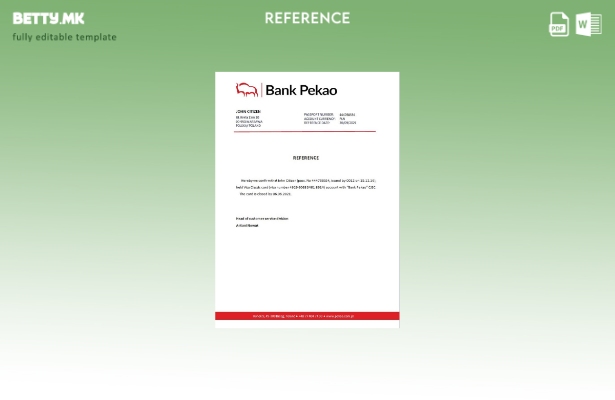 Референтен шаблон за затворање на Полска банка Пекао во модерен стил