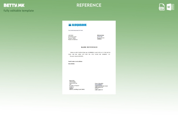 Референтен шаблон за затворање на Узбекистан Aloqabank во модерен стил