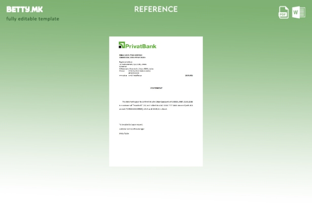Референтен шаблон за затворање на Украина Приватбанк во модерен стил